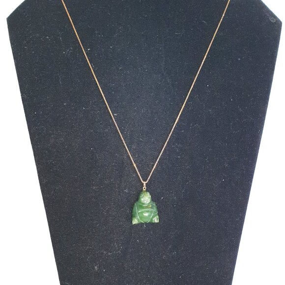 Vintage 45 Carats Genuine Canadian Nephrite Jade Happy Buddha Pendant - Picture 10 of 10